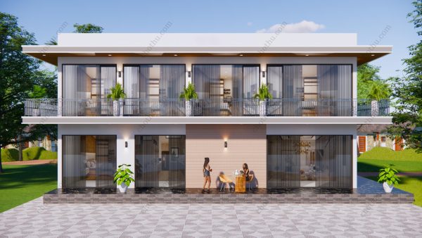 Mẫu nhà 2 tầng hiện đại 2 mặt tiền, không gian thoáng đãng diện tích: 9.5x15m - V829