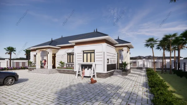V687 - 4-level house with Japanese roof 18,5x12,3m - Hình ảnh 3