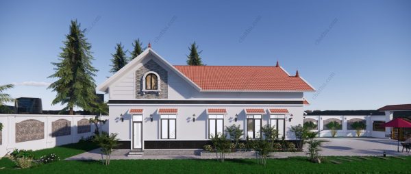 Nhà cấp 4 mái Thái đẹp nhất hiện nay diện tích: 10.7x15.6m - V381 - Hình ảnh 5