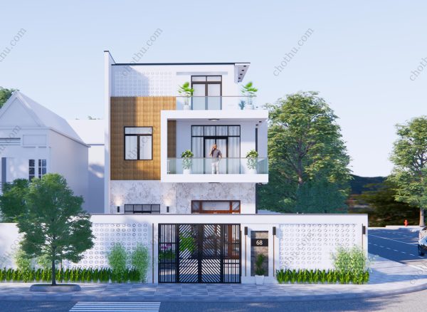 Mẫu nhà 3 tầng hiện đại diện tích: 8x10m - V409
