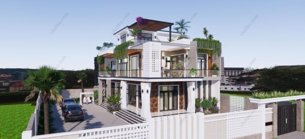 Nhà 2 tầng hiện đại mái thái đẹp diện - tích: 8.5x16.5m - V443 - Hình ảnh 6