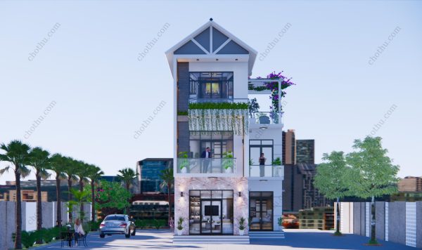 Mẫu nhà 3 tầng mái Thái hiện đại diện tích: 7.1x13m - V471
