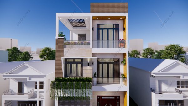 Thiết kế mẫu nhà 3 tầng mặt tiền đẹp diện tích: 7x11.3m - V545 - Hình ảnh 6