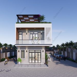 Nhà hiện đại 2 tầng 1 gác xép, đầy đủ nội thất diện tích: 6x18m - V554