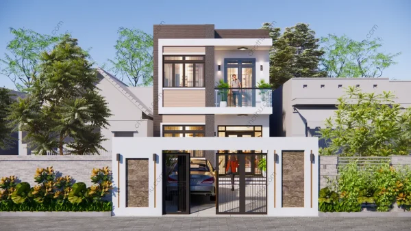 Nhà 2 tầng mái bằng phong cách hiện đại diện tích: 5.7x17m - V820 - Hình ảnh 2