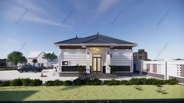 V687 - 4-level house with Japanese roof 18,5x12,3m - Hình ảnh 2
