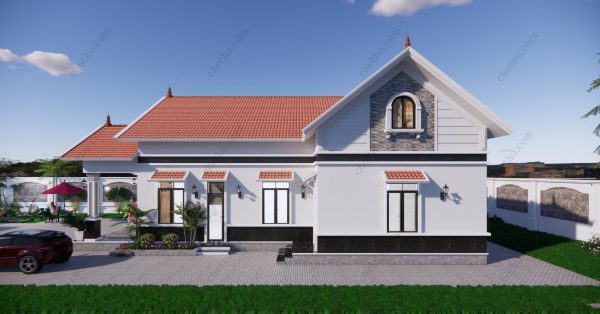 Nhà cấp 4 mái Thái đẹp nhất hiện nay diện tích: 10.7x15.6m - V381 - Hình ảnh 6