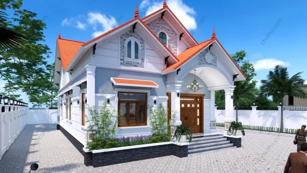 Mẫu nhà cấp 4 mái Thái diện tích: 10x16.5m - V873 - Hình ảnh 3