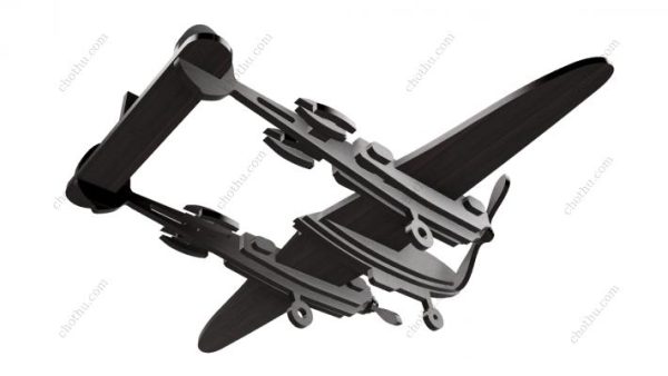 Máy bay Lockheed P-38L Lightning - đồ chơi gỗ - tệp kỹ thuật số để cắt laser – Mô hình 3D - Hình ảnh 5