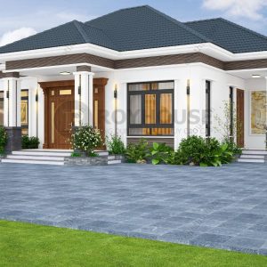 V296 - Thiết kế nhà cấp 4 mái Nhật 3 phòng ngủ 12x11.3m