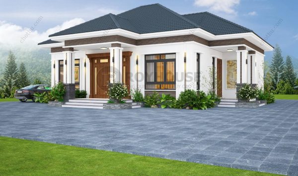 V296 - Thiết kế nhà cấp 4 mái Nhật 3 phòng ngủ 12x11.3m