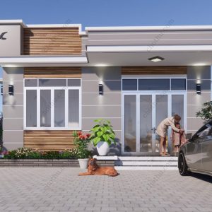 Mẫu nhà cấp 4 mái bằng đẹp hiện đại diện tích: 8x14m - V408