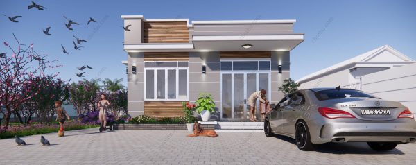 Mẫu nhà cấp 4 mái bằng đẹp hiện đại diện tích: 8x14m - V408