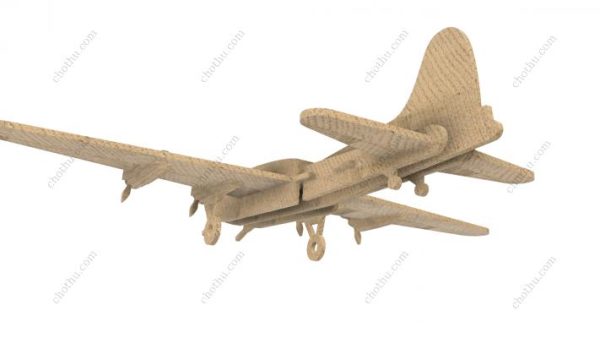 Máy bay B-29 Super Fortress Tệp kỹ thuật số Cắt laser Đồ chơi gỗ - Mô hình 3D - Hình ảnh 2
