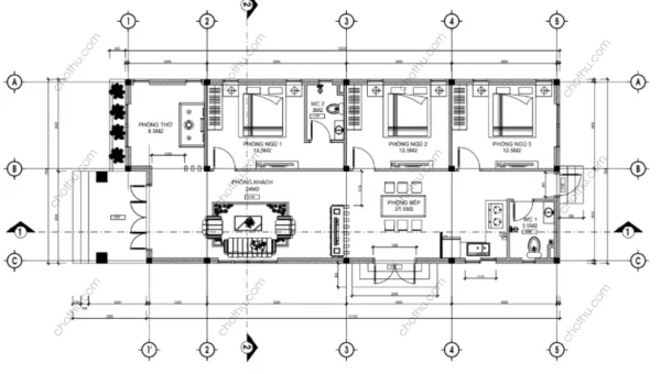 Nhà cấp 4 mái Thái đẹp, hiện đại diện tích: 7x16.5m - V862 - Hình ảnh 8