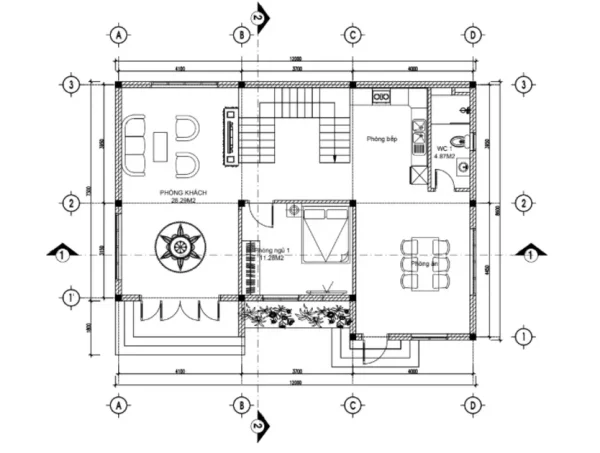Mẫu nhà cấp 4 mái Thái diện tích: 12x8.6m - V878 - Hình ảnh 8
