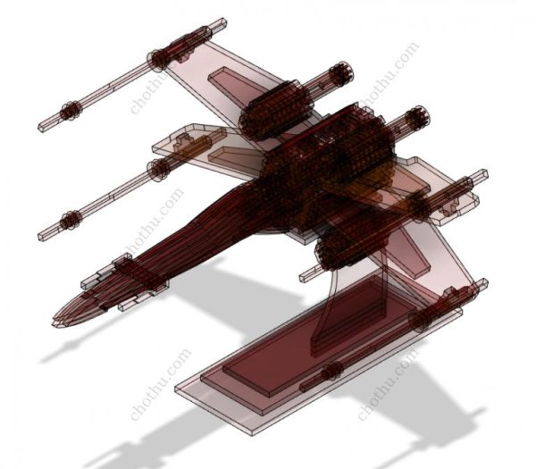 Máy bay chiến đấu X-wing - Mô hình bằng gỗ cắt laser – Mô hình 3D - Hình ảnh 12