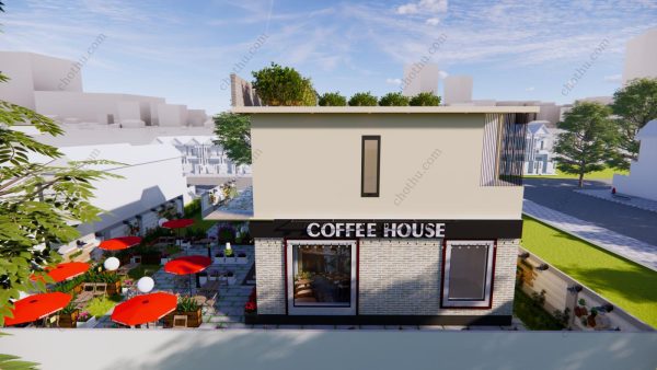 Quán cafe kết hợp nhà ở đơn giản và tiện nghi diện tích: 10x10m - V377 - Hình ảnh 5