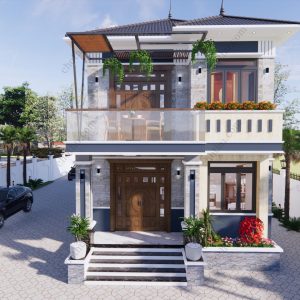 Nhà 2 tầng mái Nhật diện tích: 6,84x13,3m - V656