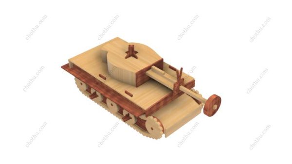 Mô hình xe tăng đồ chơi gỗ cắt bằng laser - Mô hình 3D - Hình ảnh 2