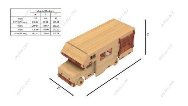 Mô hình xe Van Camper – Mô Hình Cắt Laser 3D - Hình ảnh 3