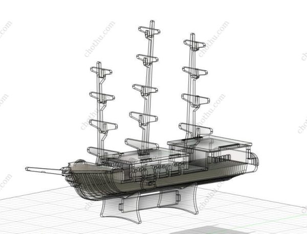 Tệp kỹ thuật số đồ chơi mô hình tàu buôn để cắt bằng laser - Mô hình 3D - Hình ảnh 2