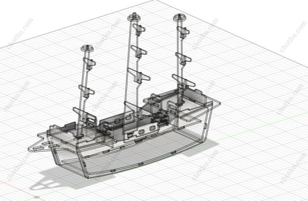 Đồ chơi gỗ cắt laser thuyền buồm để cắt laser mô hình 3D - Hình ảnh 2