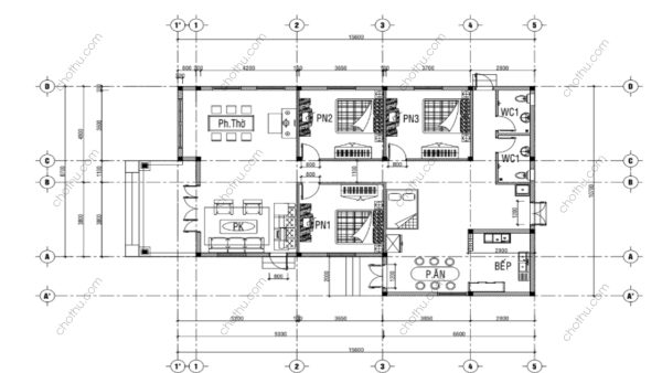 Nhà cấp 4 mái Thái đẹp nhất hiện nay diện tích: 10.7x15.6m - V381 - Hình ảnh 7