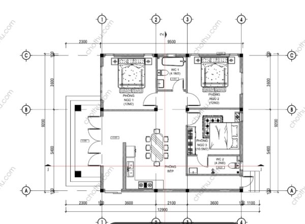 Mẫu nhà cấp 4 mái Nhật đẹp không thể bỏ qua diện tích: 9.2x12.9m - V456 - Hình ảnh 6