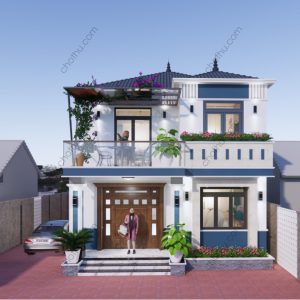 Mẫu nhà mái Nhật 2 tầng đẹp không thể bỏ qua diện tích: 7.5x15.3 - V494