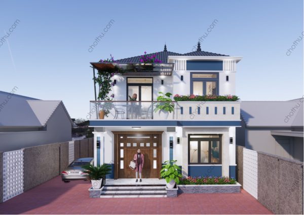 Mẫu nhà mái Nhật 2 tầng đẹp không thể bỏ qua diện tích: 7.5x15.3 - V494