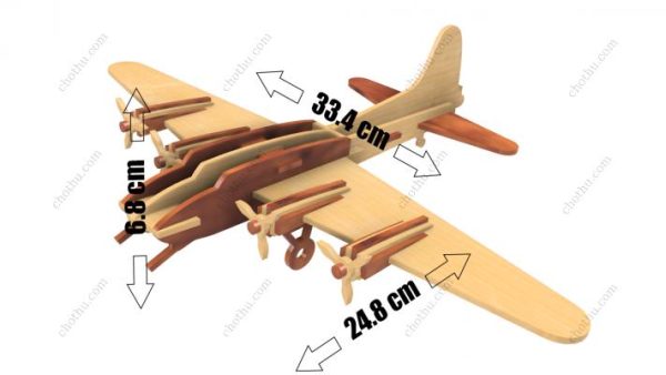 Máy bay B-29 Super Fortress Tệp kỹ thuật số Cắt laser Đồ chơi gỗ - Mô hình 3D - Hình ảnh 7