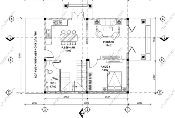 Mẫu nhà mái thái Nhật Bản 2 tầng diện tích: 8x9m - V603 - Hình ảnh 9