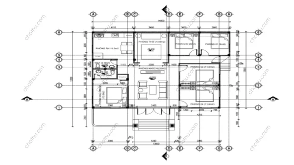 Nhà cấp 4 mái Nhật diện tích 13x10m - V766 - Hình ảnh 2
