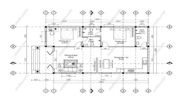 Nhà cấp 4 mái Nhật diện tích 8x13m - V779 - Hình ảnh 7