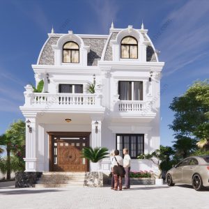 V287 - Mẫu nhà tân cổ điển 2 tầng đang thịnh hành hiện nay 8.8x10m