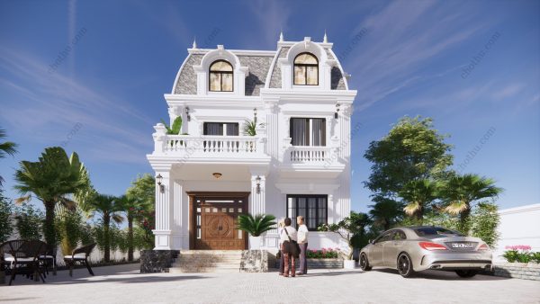 V287 - Mẫu nhà tân cổ điển 2 tầng đang thịnh hành hiện nay 8.8x10m