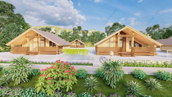 Bản vẽ kiến ​​trúc nhà gỗ hiện đại 8,5 x 6,5m - Bản thiết kế nhà nghỉ dưỡng tùy chỉnh - Hình ảnh 3