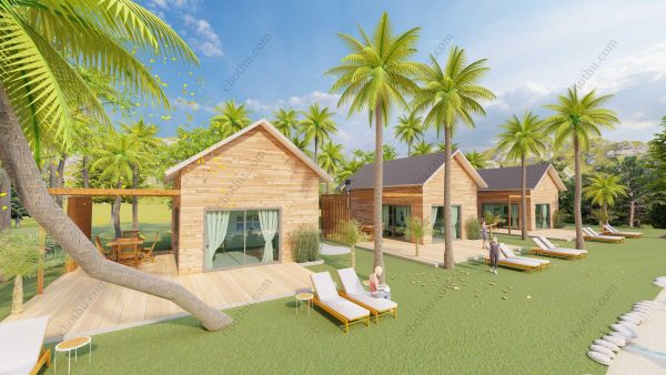 Bản vẽ kiến ​​trúc nhà gỗ hiện đại 13,8x10,5 - Bản thiết kế nhà nghỉ dưỡng tùy chỉnh - Hình ảnh 5