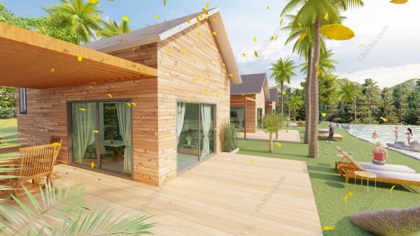 Bản vẽ kiến ​​trúc nhà gỗ hiện đại 13,8x10,5 - Bản thiết kế nhà nghỉ dưỡng tùy chỉnh - Hình ảnh 6