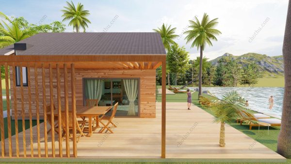 Bản vẽ kiến ​​trúc nhà gỗ hiện đại 13,8x10,5 - Bản thiết kế nhà nghỉ dưỡng tùy chỉnh - Hình ảnh 7
