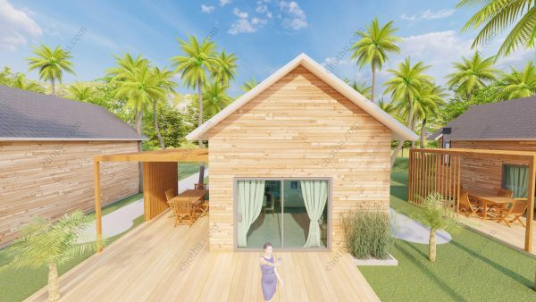 Bản vẽ kiến ​​trúc nhà gỗ hiện đại 13,8x10,5 - Bản thiết kế nhà nghỉ dưỡng tùy chỉnh - Hình ảnh 8