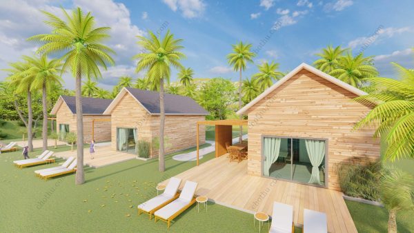 Bản vẽ kiến ​​trúc nhà gỗ hiện đại 13,8x10,5 - Bản thiết kế nhà nghỉ dưỡng tùy chỉnh - Hình ảnh 9