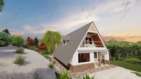 Bản vẽ kiến ​​trúc - Cabin hiện đại 12x7m có gác xép - Bản thiết kế nhà nghỉ dưỡng tùy chỉnh - Hình ảnh 4