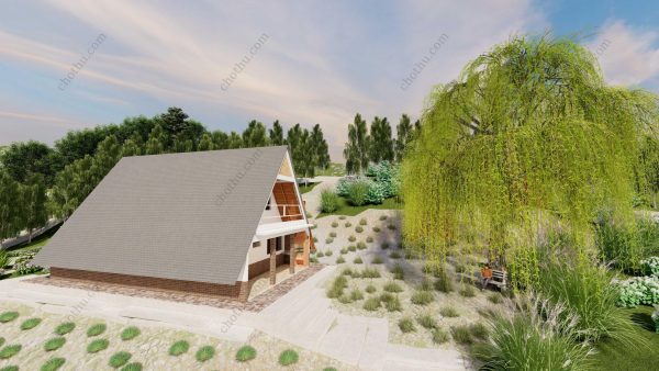 Bản vẽ kiến ​​trúc - Cabin hiện đại 12x7m có gác xép - Bản thiết kế nhà nghỉ dưỡng tùy chỉnh - Hình ảnh 6