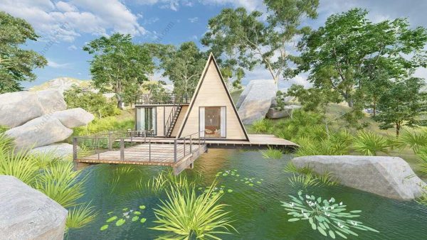 Bản vẽ kiến ​​trúc - Cabin hiện đại 10,8x8m có gác xép - Bản thiết kế nhà nghỉ dưỡng tùy chỉnh - Hình ảnh 3