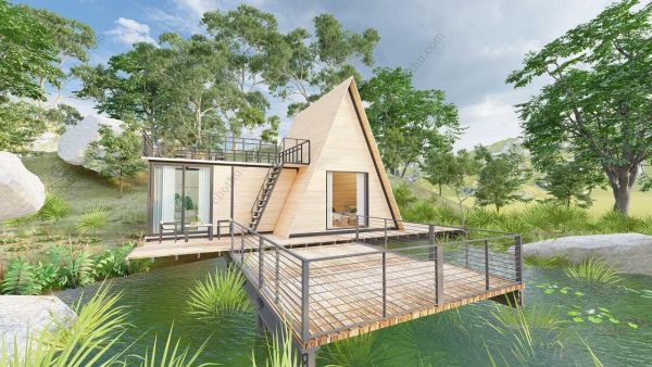 Bản vẽ kiến ​​trúc - Cabin hiện đại 10,8x8m có gác xép - Bản thiết kế nhà nghỉ dưỡng tùy chỉnh - Hình ảnh 4
