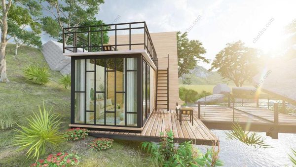 Bản vẽ kiến ​​trúc - Cabin hiện đại 10,8x8m có gác xép - Bản thiết kế nhà nghỉ dưỡng tùy chỉnh - Hình ảnh 5