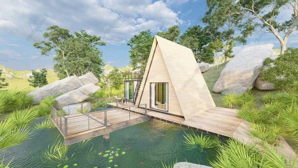 Bản vẽ kiến ​​trúc - Cabin hiện đại 10,8x8m có gác xép - Bản thiết kế nhà nghỉ dưỡng tùy chỉnh - Hình ảnh 6