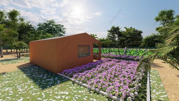 Bản vẽ kiến ​​trúc nhà gỗ hiện đại 6,5x6,5m - Bản thiết kế nhà nghỉ dưỡng tùy chỉnh - Hình ảnh 11